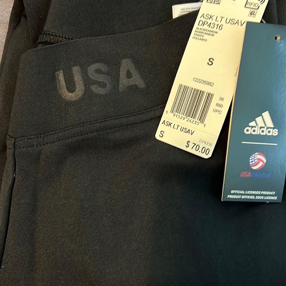NWT Adidas USA volleyball black leggings.  Women’s small.